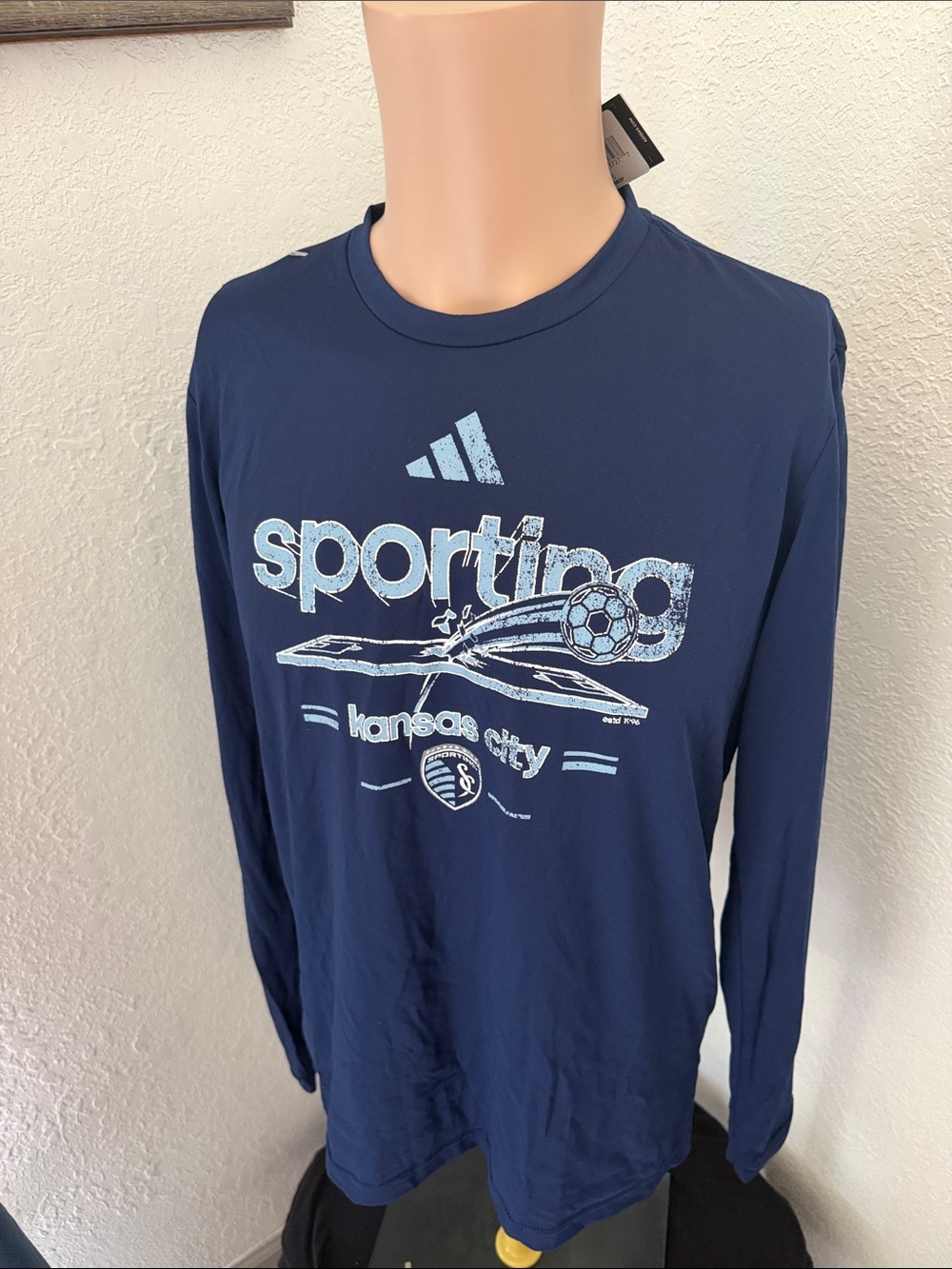 adidas Navy Long Sleeve Sporting Kansas City Graphic Tee